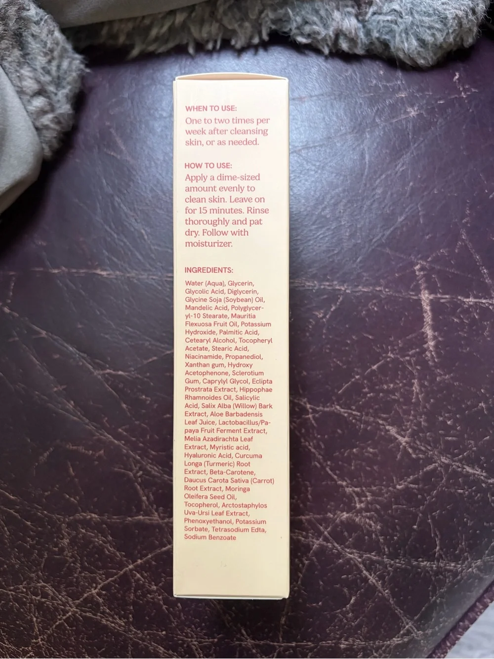 Hyper! Hyper Even Fade & Glow AHA Mask — Cream with Coral Text